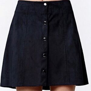 Forever 21 New Black Faux Suede Button Skirt